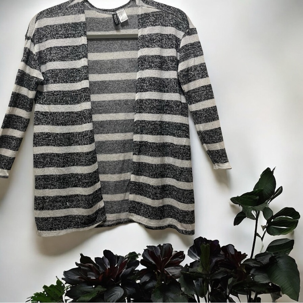 H&M Black and White Striped Cardigan